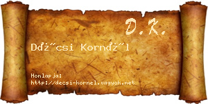 Décsi Kornél névjegykártya